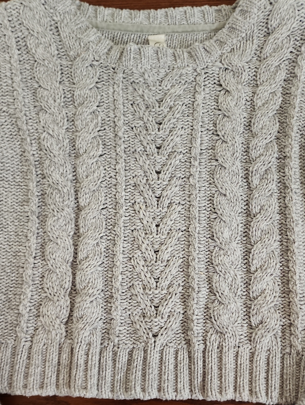 Cherokee Target Gray Cable Knit Crop Sweater Girls Size Large 10-12 Excellent - Picture 2 of 9